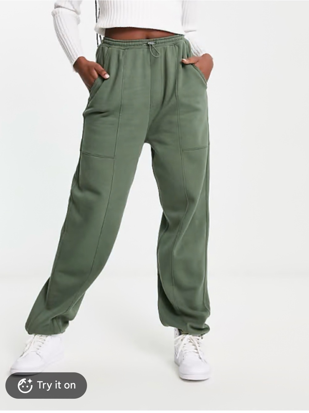 Abercrombie & Fitch green seamed barrel jogger sweatpants- M